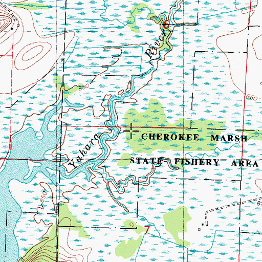 Topographic Map of Cherokee Marsh State Fishery Area, WI