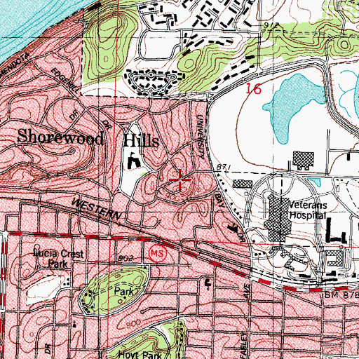 Topographic Map of College Hills, WI
