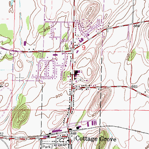 Topographic Map of Cottage Grove School, WI