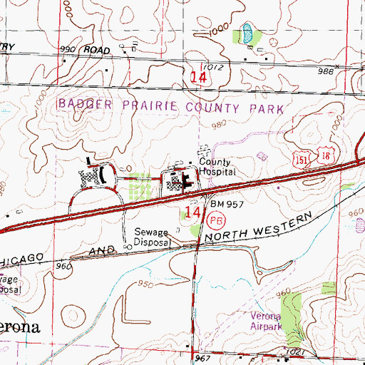 Topographic Map of Dane County Farm (historical), WI