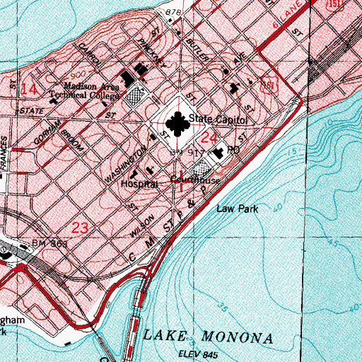 Topographic Map of Dane County Public Safety Building Jail, WI