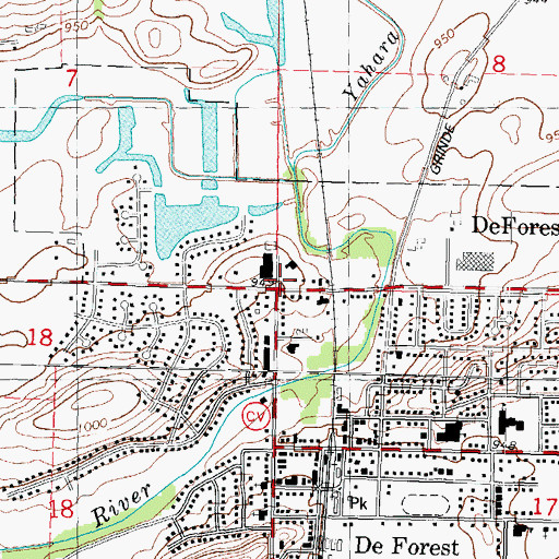 Topographic Map of De Forest Area Community Center, WI