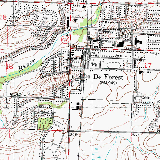 Topographic Map of De Forest Museum, WI