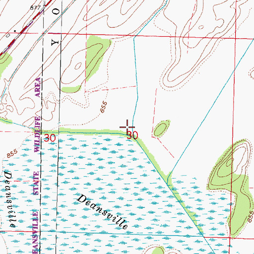 Topographic Map of Deansville State Wildlife Area, WI
