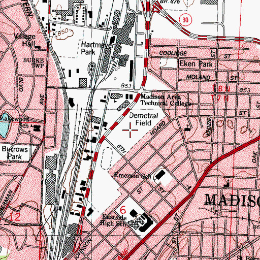 Topographic Map of Demetral Field, WI