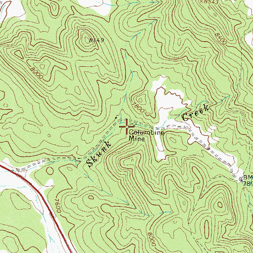 Topographic Map of Columbine Mine, CO