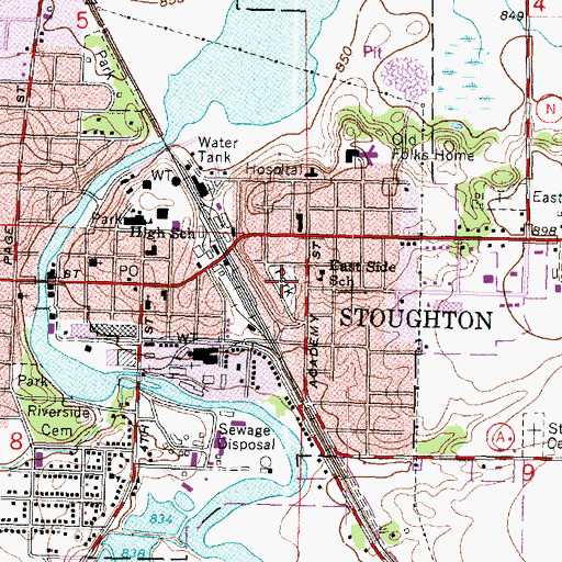 Topographic Map of East Side Park, WI
