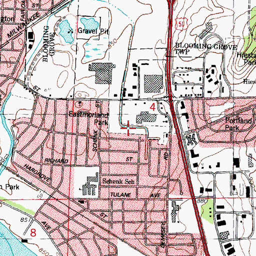 Topographic Map of Eastmorland Park, WI