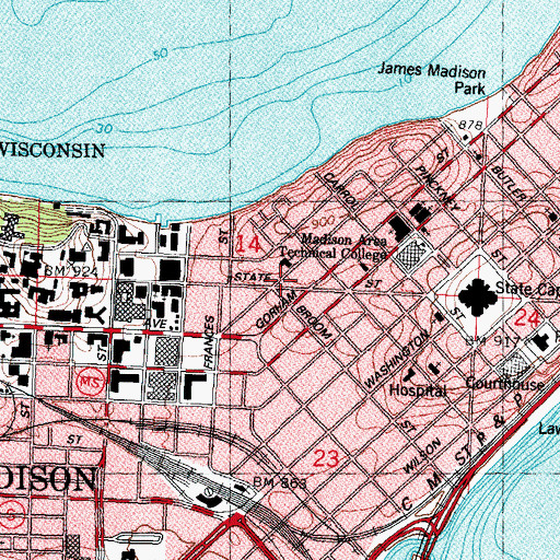 Topographic Map of Elizabeth Link Peace Park, WI