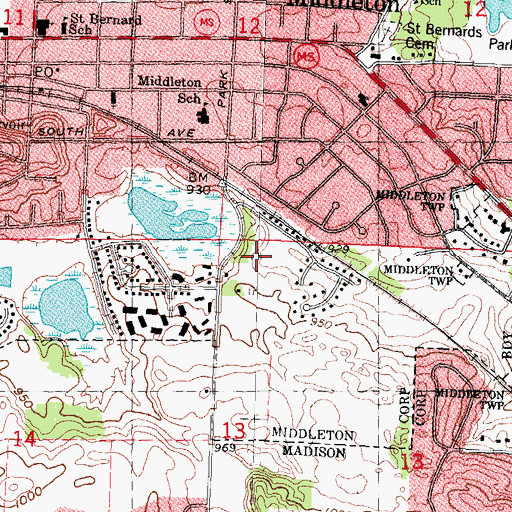 Topographic Map of Elm Lawn Elementary School, WI