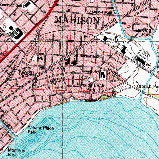 Topographic Map of Elmside, WI