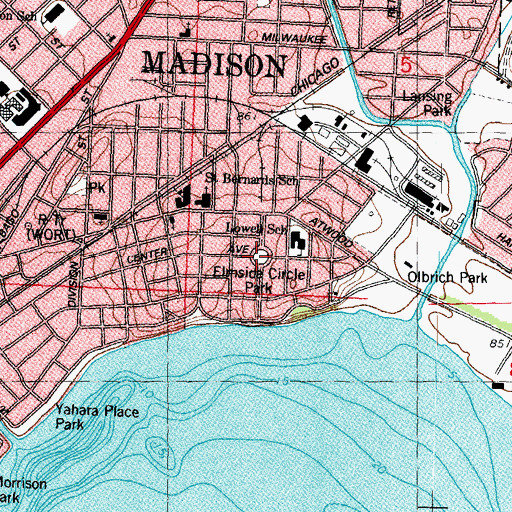Topographic Map of Elmside Circle Park, WI