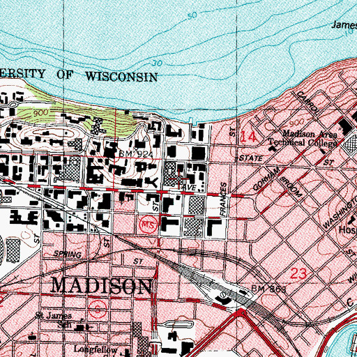 Topographic Map of Chazen Museum of Art, WI
