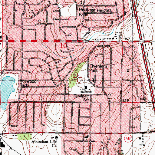 Topographic Map of Elvehjem Park, WI