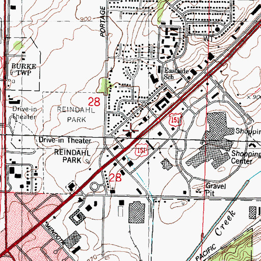 Topographic Map of Essex Square Shopping Center, WI
