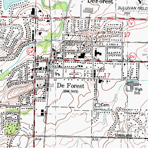 Topographic Map of Firemens Park, WI