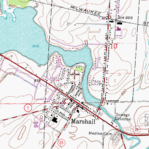 Topographic Map of Firemans Park, WI