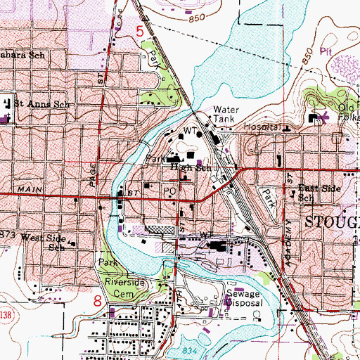 Topographic Map of First Lutheran Church, WI