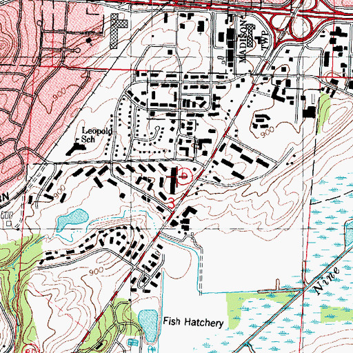 Topographic Map of Fitchburg Ridge Shopping Center, WI
