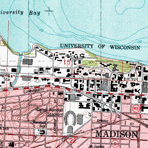 Topographic Map of Fred Hall, WI