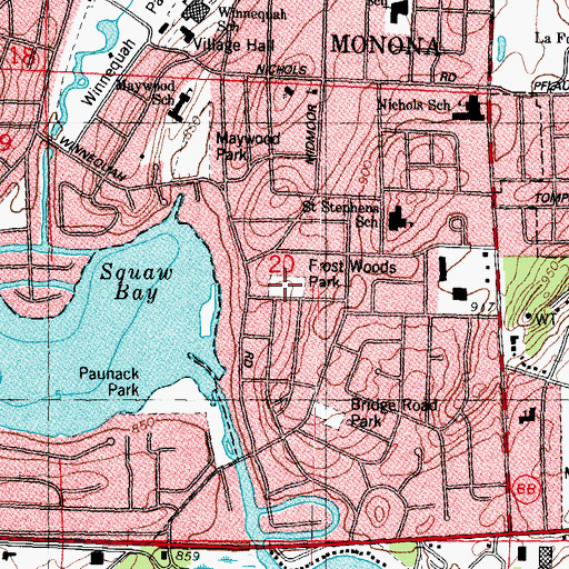 Topographic Map of Frost Woods Park, WI