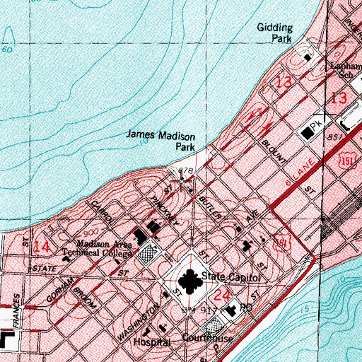 Topographic Map of Gates of Heaven Synagogue, WI