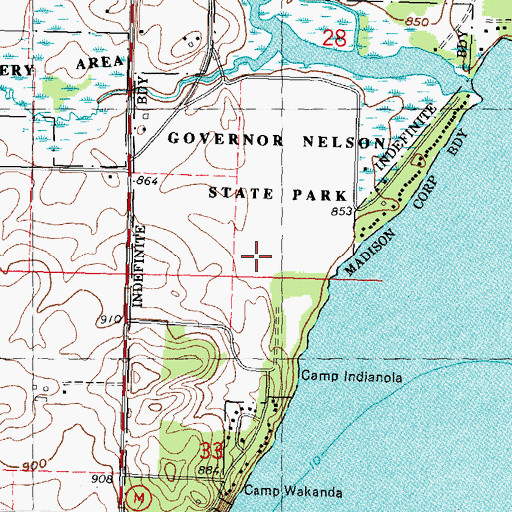 Topographic Map of Governor Nelson State Park, WI