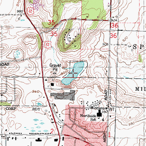 Topographic Map of Graber Pond, WI