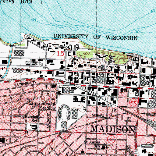 Topographic Map of Henry Mall, WI
