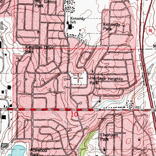 Topographic Map of Heritage Heights Park, WI
