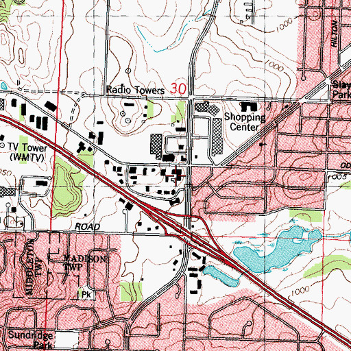 Topographic Map of Heritage Square Shopping Center, WI