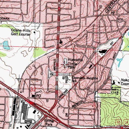 Topographic Map of Hiawatha Circle Park, WI
