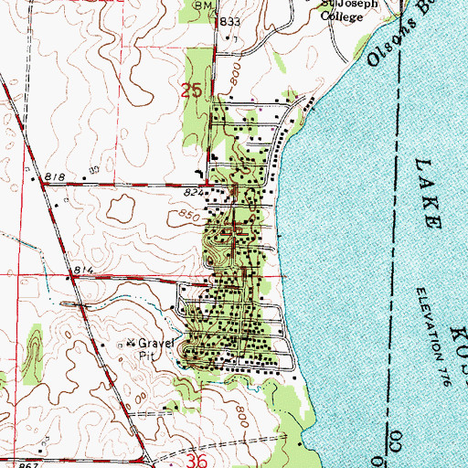 Topographic Map of Hickory Hills, WI