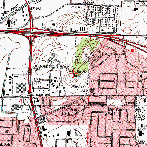 Topographic Map of Hiestand Park, WI