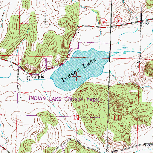 Topographic Map of Indian Lake County Park, WI
