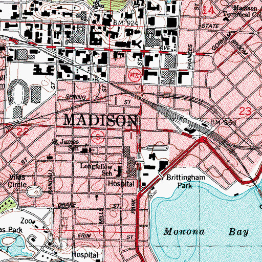 Topographic Map of Italian Workmens Club, WI