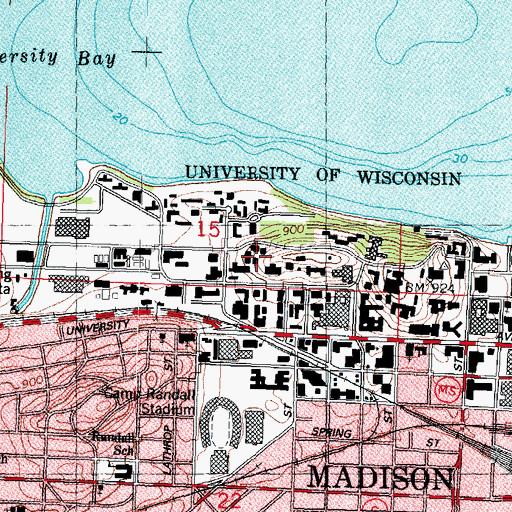 Topographic Map of King Hall, WI