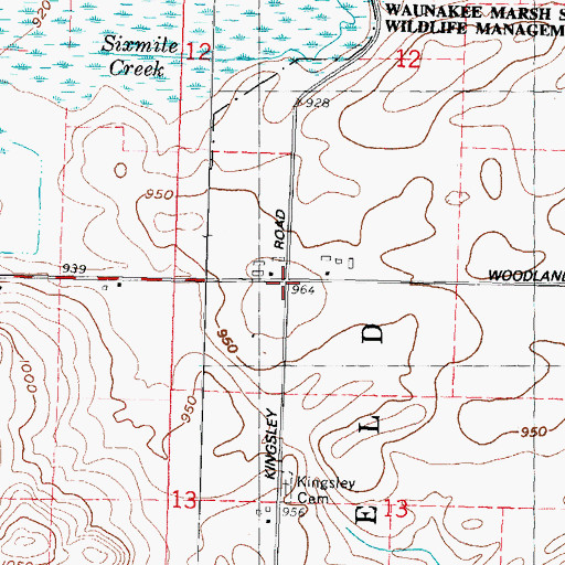 Topographic Map of Kingsley Corners, WI