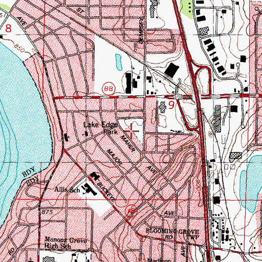 Topographic Map of Lake Edge Park, WI