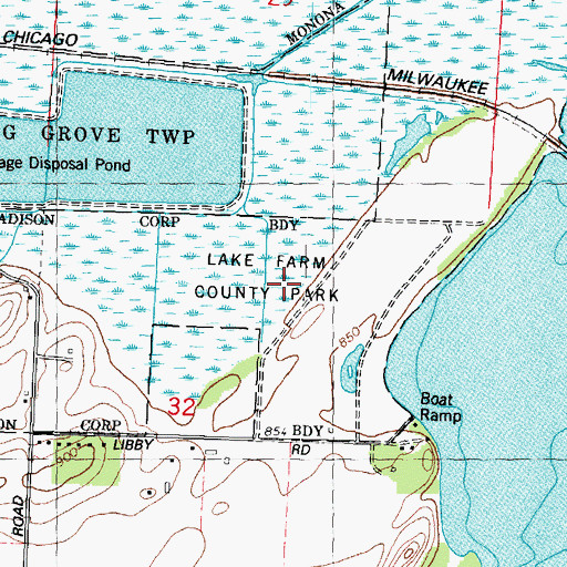 Topographic Map of Lake Farm County Park, WI