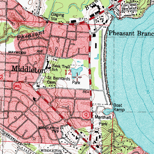 Topographic Map of Lakeview Community Park, WI