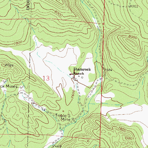 Topographic Map of Shamrock Ranch, CO