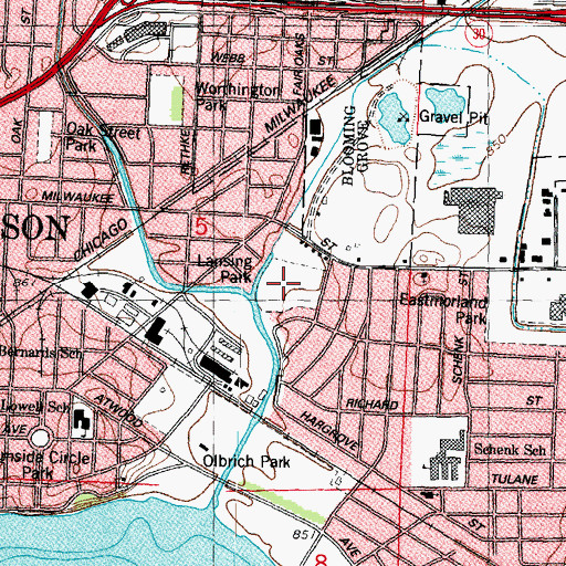 Topographic Map of Lansing Park, WI