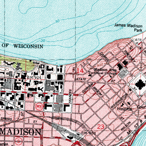 Topographic Map of Lowell Hall, WI