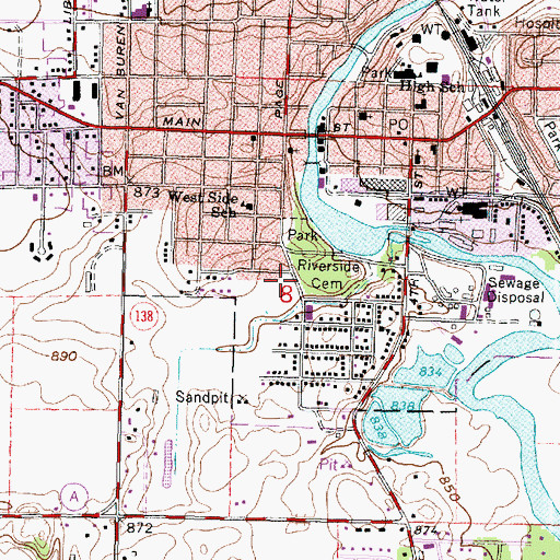 Topographic Map of Lowell Street Park, WI