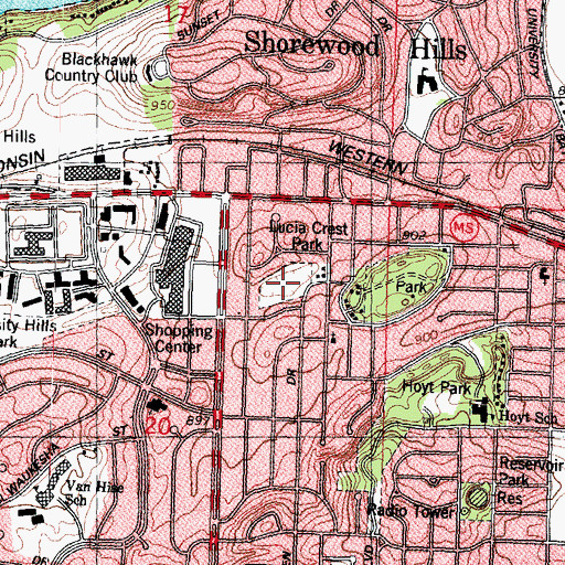 Topographic Map of Lucia Crest Park, WI