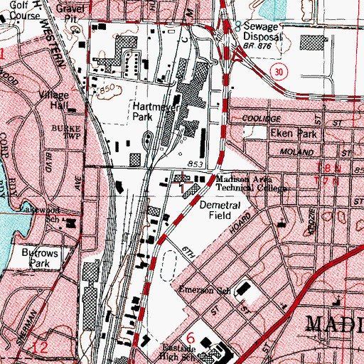 Topographic Map of Madison Area Technical College, WI