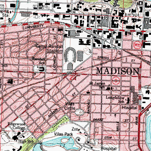 Topographic Map of Madison Chinese Christian Church, WI