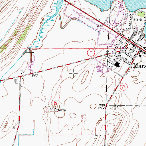 Topographic Map of Marshall High School, WI