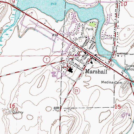 Topographic Map of Marshall United Methodist Church, WI
